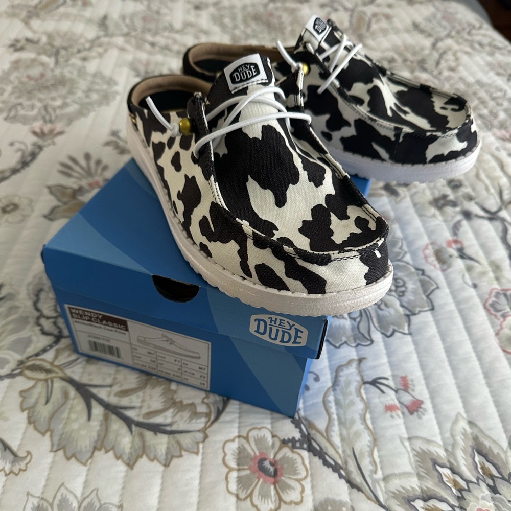 Hey Dude Wendy Slip Cow Print W7